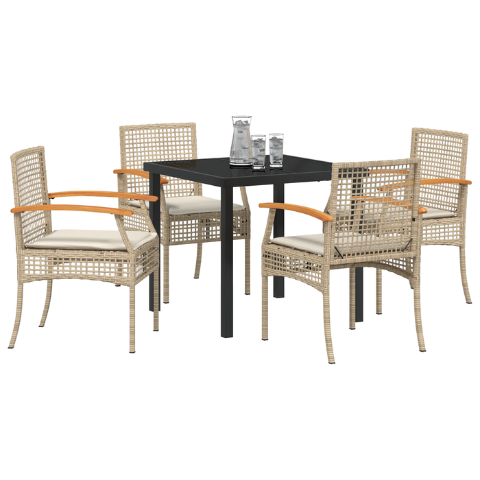 Set de dining pe 5 piese cu perne din rattan bej - WALTI WALTI