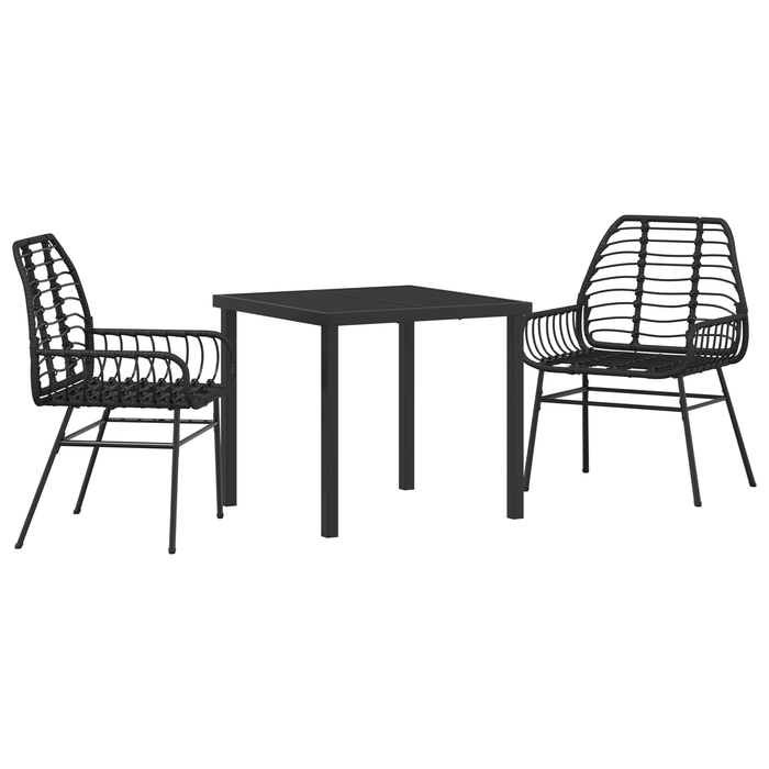 Set de dining de grădină 3 piese Negru Poliratan - WALTI WALTI