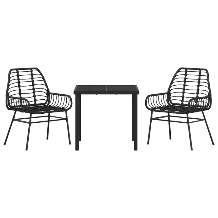 Set de dining de grădină 3 piese Negru Poliratan - WALTI WALTI
