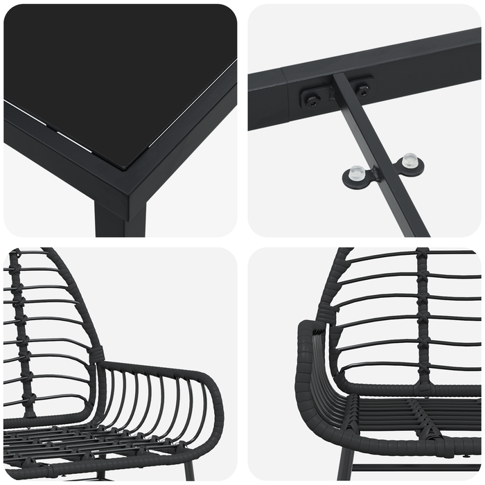 Set de dining de grădină 5 piese Poliratan Negru - WALTI WALTI