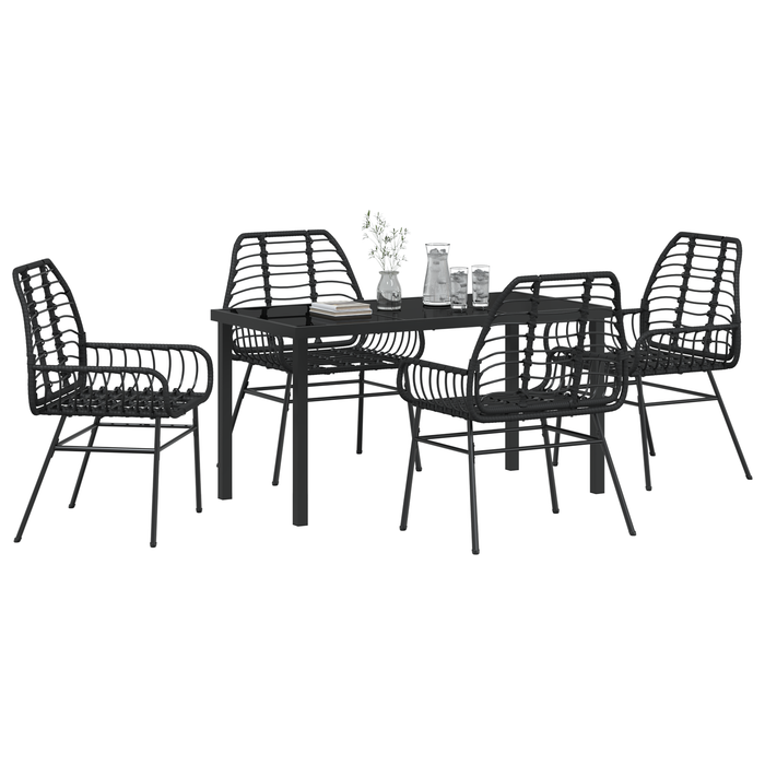 Set de dining de grădină 5 piese Poliratan Negru - WALTI WALTI