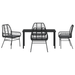 Set de masă de grădină cu 5 piese și perne Negru Rattan Poliester - WALTI WALTI