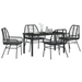 Set de masă de grădină cu 5 piese și perne Negru Rattan Poliester - WALTI WALTI