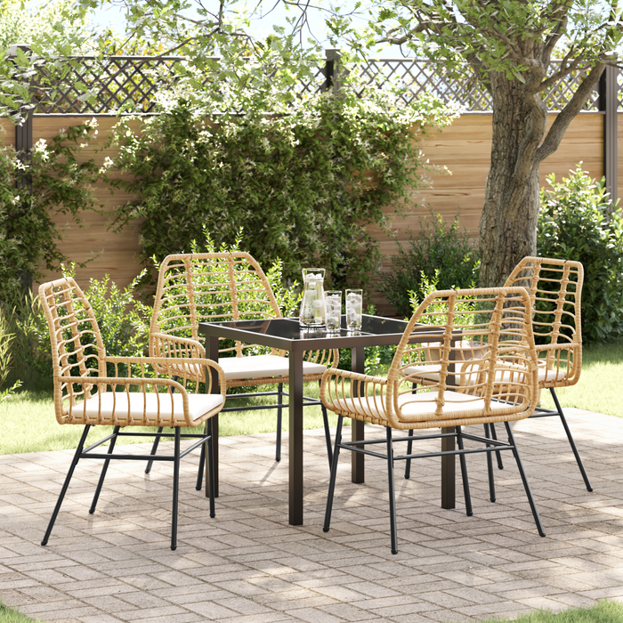 Set de dining de grădină cu 5 piese cu perne Maro Rattan Poli - WALTI WALTI