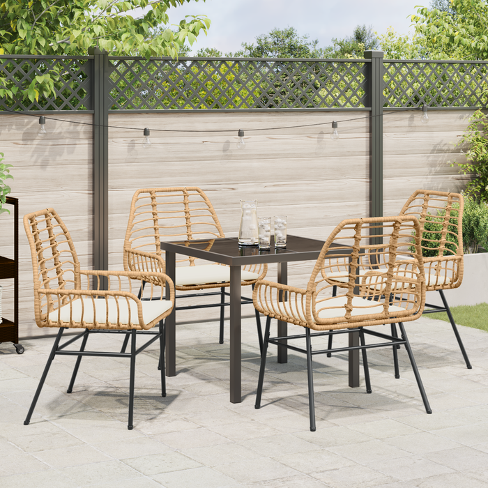 Set de dining de grădină cu 5 piese cu perne Maro Rattan Poli - WALTI WALTI