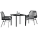 Set de Dining pentru Grădină 3 Piese cu Perne Negru Rattan Polimeric - WALTI WALTI