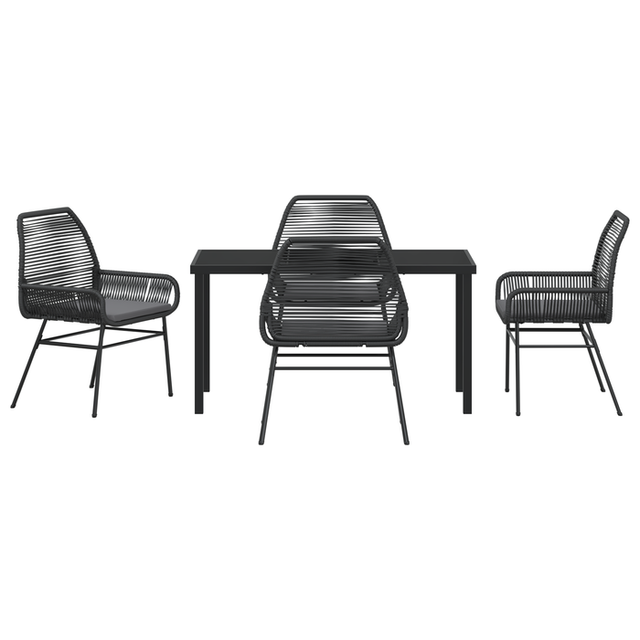 Set de 5 Piese pentru Cină în Grădină cu Pernițe Negru din Ratan Poly - WALTI WALTI