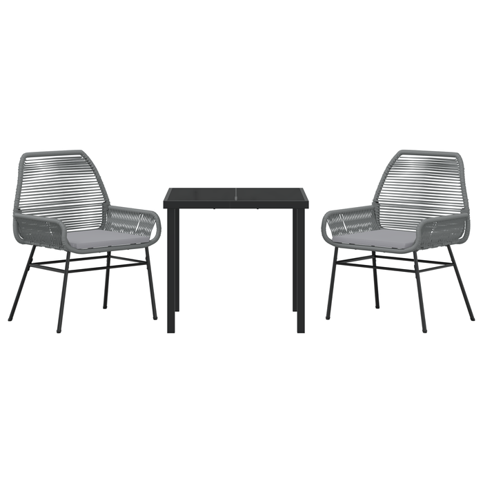 Set de dining de grădină 3 piese cu perne Gri din Ratan PE - WALTI WALTI