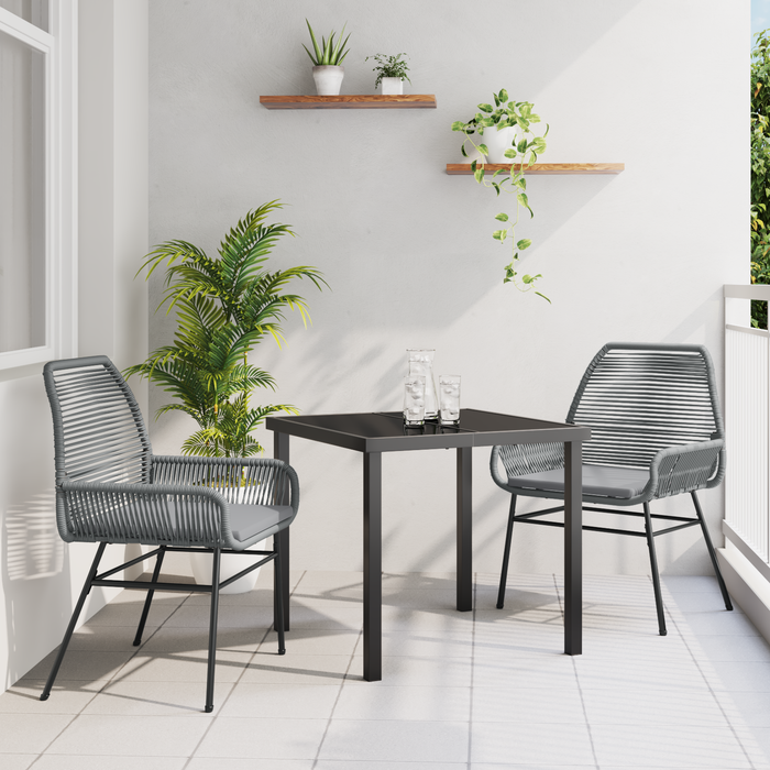 Set de dining de grădină 3 piese cu perne Gri din Ratan PE - WALTI WALTI