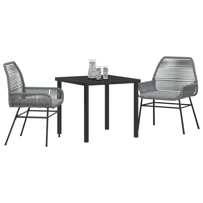 Set de dining de grădină 3 piese cu perne Gri din Ratan PE - WALTI WALTI