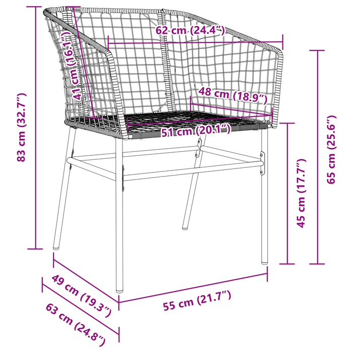 Set de Mobilier de Grădină 3 Piese Negru Poliratan - WALTI WALTI