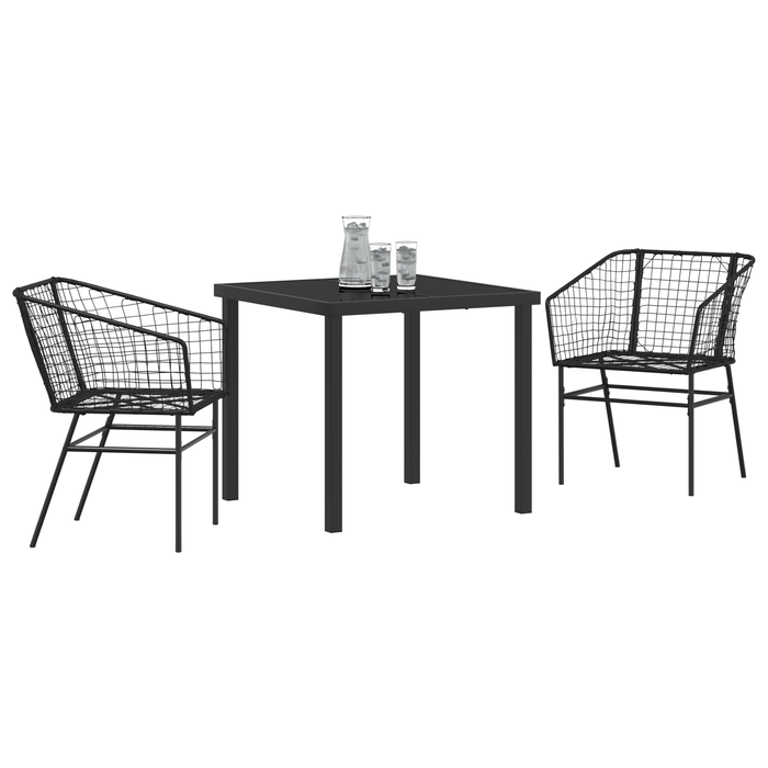Set de Mobilier de Grădină 3 Piese Negru Poliratan - WALTI WALTI