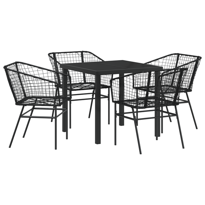 Set de Dining pentru Grădină din 5 Piese Negru din Poliratan - WALTI WALTI