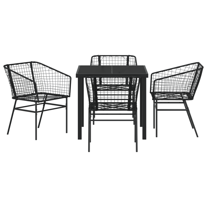Set de Dining pentru Grădină din 5 Piese Negru din Poliratan - WALTI WALTI