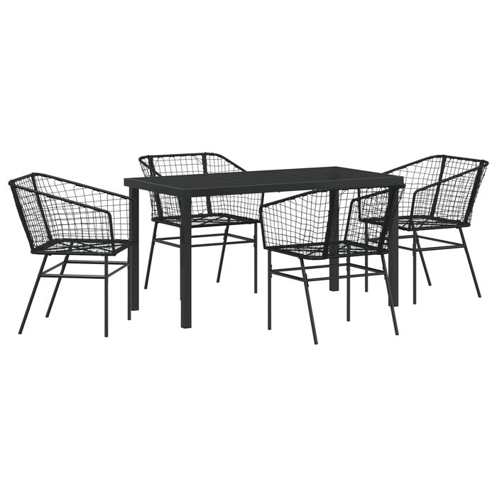 Set de dining pentru grădină 5 piese Poliratan negru - WALTI WALTI