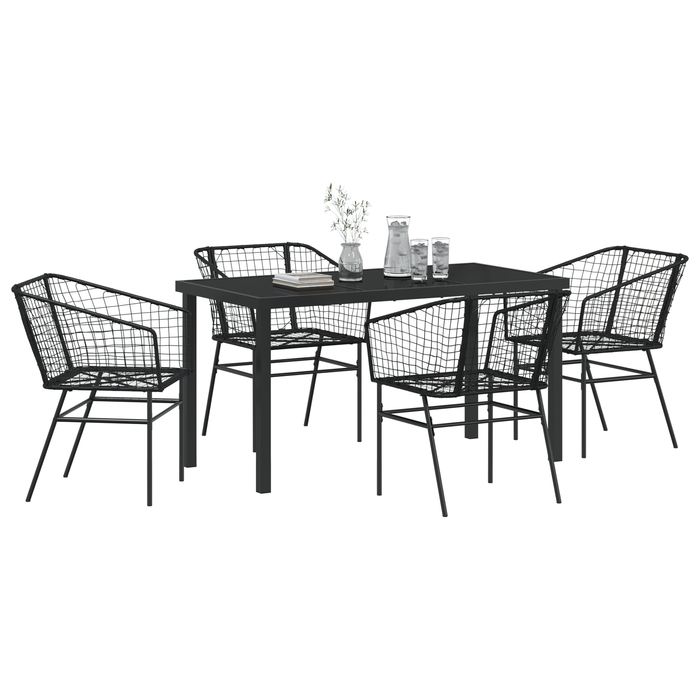 Set de dining pentru grădină 5 piese Poliratan negru - WALTI WALTI