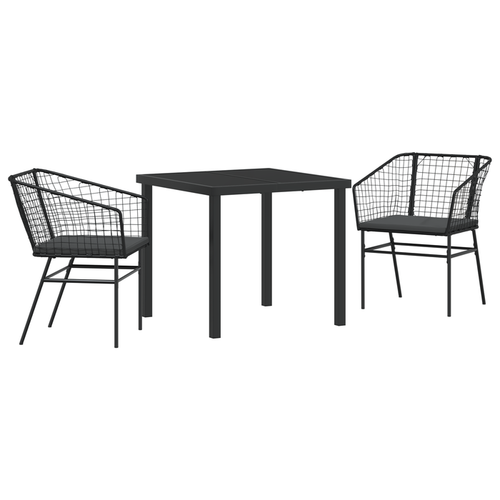 Set de 2 Negru și Gri Închis Rattan PE, Oțel Vopsit Electrostatic - WALTI WALTI