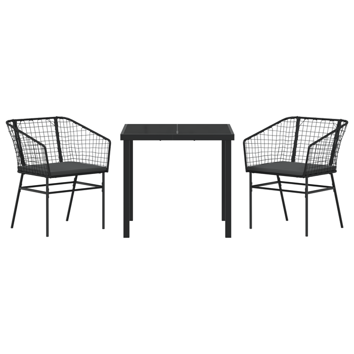 Set de 2 Negru și Gri Închis Rattan PE, Oțel Vopsit Electrostatic - WALTI WALTI