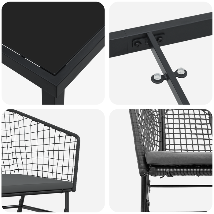 Set de dining pentru grădină 5 piese cu perne Negru Poliratan - WALTI WALTI
