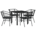 Set de dining pentru grădină 5 piese cu perne Negru Poliratan - WALTI WALTI