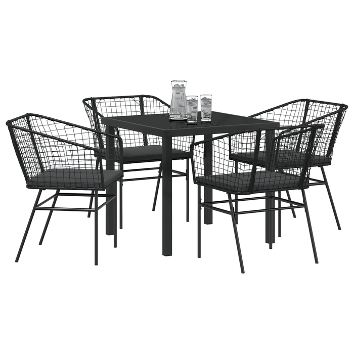 Set de dining pentru grădină 5 piese cu perne Negru Poliratan - WALTI WALTI