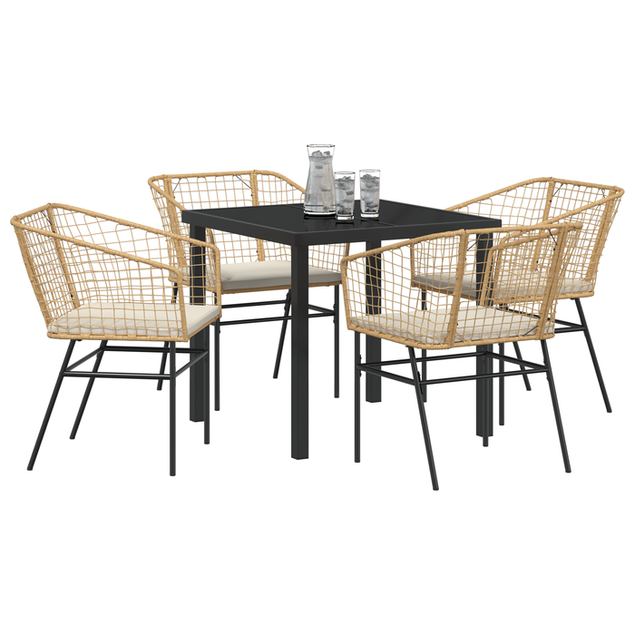 Set de Dining pentru Grădină cu Perne Maro Ratan Polimer - WALTI WALTI