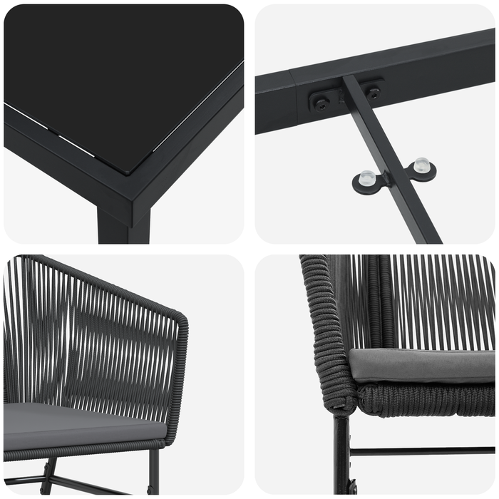 Set de dining pentru grădină , 5 piese, cu perne, ratan poli, negru - WALTI WALTI