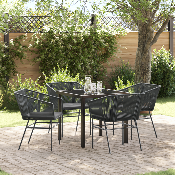 Set de dining pentru grădină , 5 piese, cu perne, ratan poli, negru - WALTI WALTI