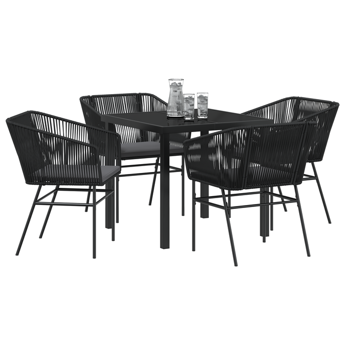 Set de dining pentru grădină , 5 piese, cu perne, ratan poli, negru - WALTI WALTI