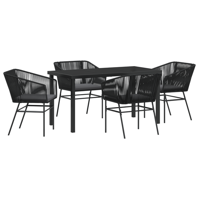 Set de dining pentru grădină 5 piese cu perne Negru Poliratan - WALTI WALTI