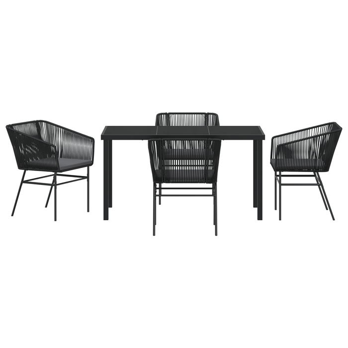 Set de dining pentru grădină 5 piese cu perne Negru Poliratan - WALTI WALTI