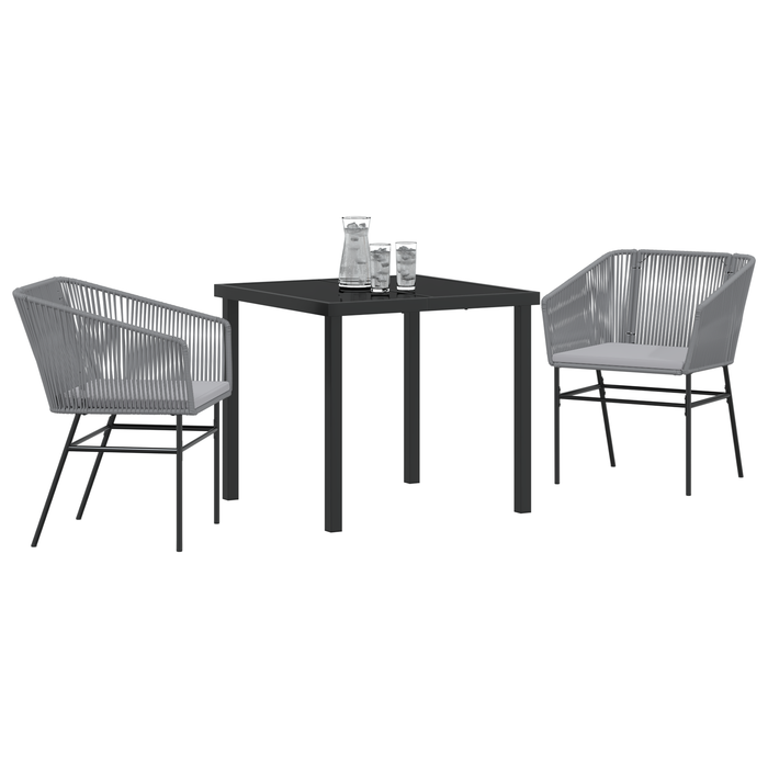 Set de dining pentru grădină din 3 piese cu perne Gri din poliratan - WALTI WALTI