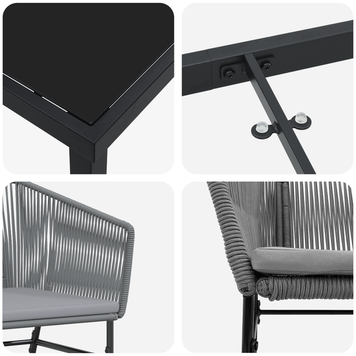 Set de 3 Gri Poliratan 4 locuri materiale rezistente la UV - WALTI WALTI