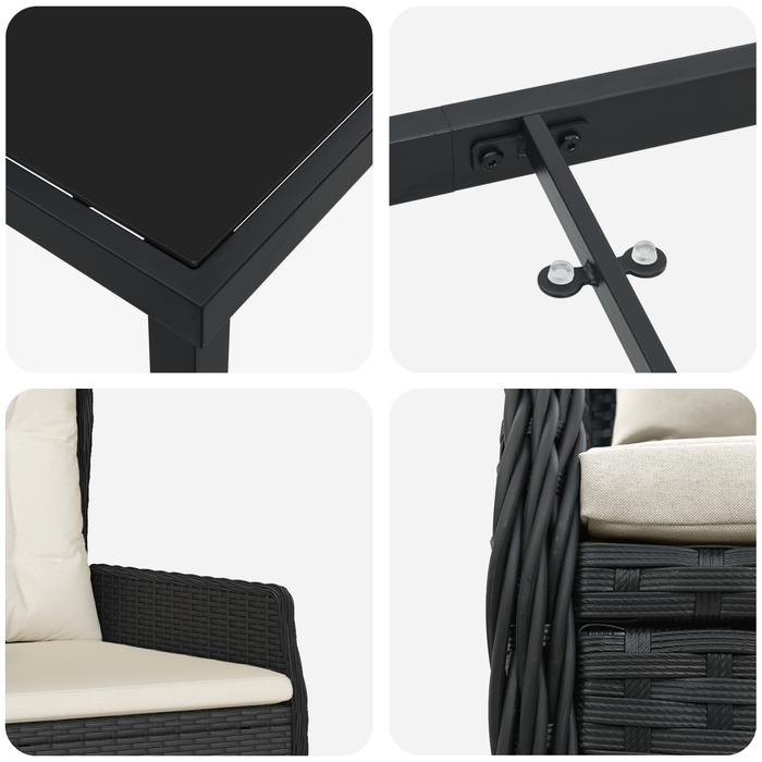 Set de dining pentru grădină 5 piese Ratan Polimer Negru - WALTI WALTI