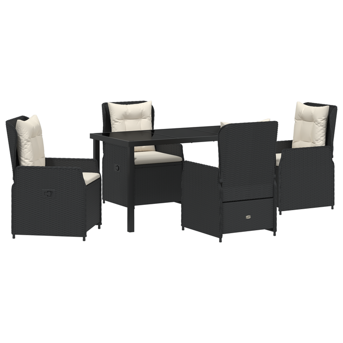 Set de Dining pentru Grădină vidaXL 5 Piese Negru Poli Ratan - WALTI WALTI
