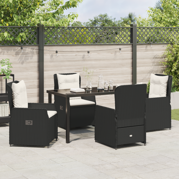 Set de Dining pentru Grădină vidaXL 5 Piese Negru Poli Ratan - WALTI WALTI