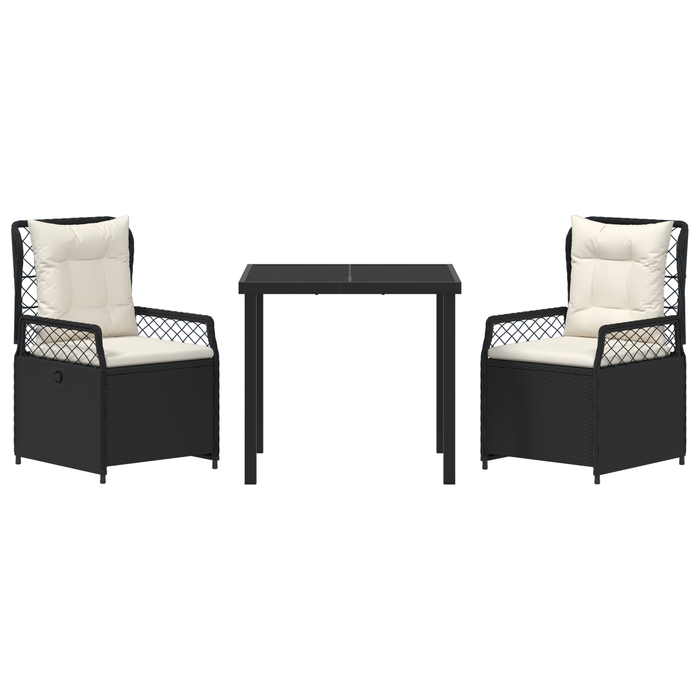 Set de 3 Bucăți Mobilier de Grădină Negru Poliratan - WALTI WALTI