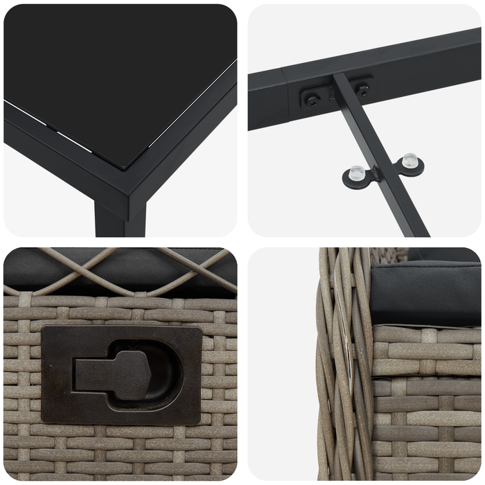 Set de dining de grădină 5 piese gri rattan poli - WALTI WALTI
