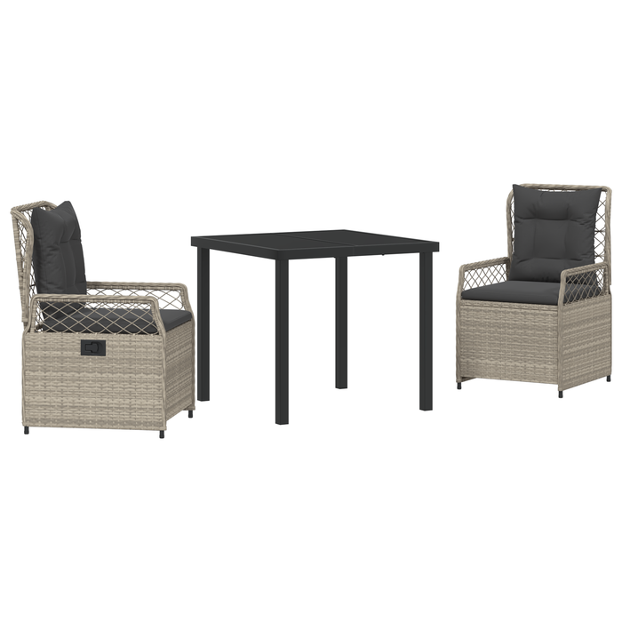 Set de dining de grădină 3 piese gri deschis din rattan poli - WALTI WALTI