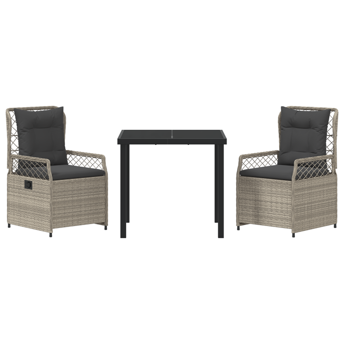 Set de dining de grădină 3 piese gri deschis din rattan poli - WALTI WALTI