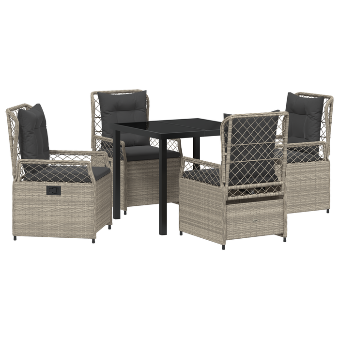 Set de dining pentru grădină 5 piese gri deschis poliratan - WALTI WALTI