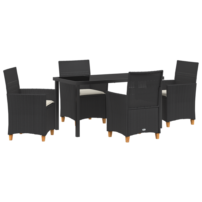 Set de Dining de Grădină de 5 Piese cu Perne din Ratan Poliratan Negru - WALTI WALTI