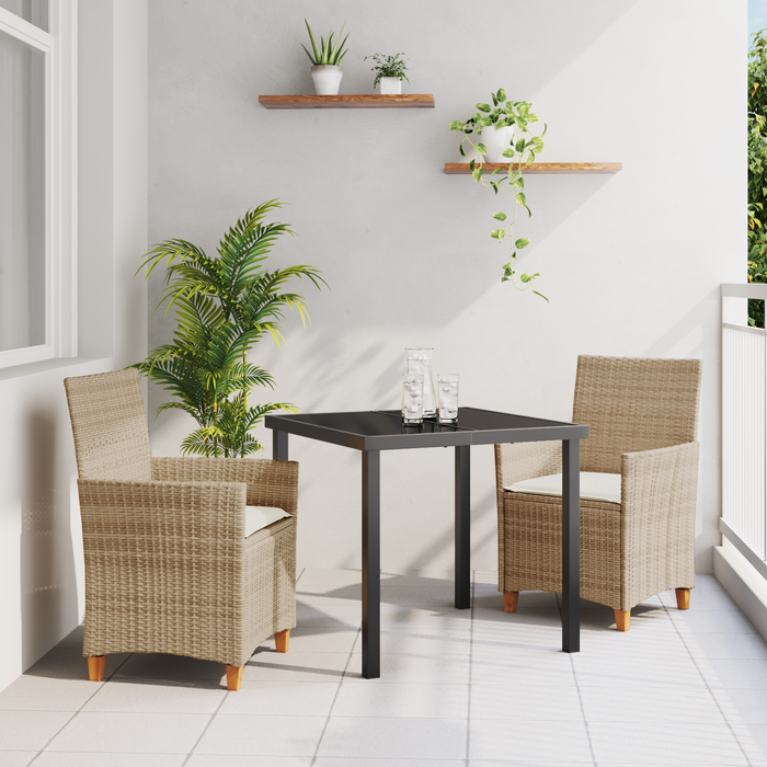 Set de Dining de Grădină Complet cu Perne Bej Ratan Poliesteric - WALTI WALTI