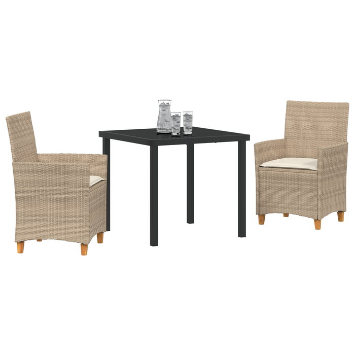 Set de Dining de Grădină Complet cu Perne Bej Ratan Poliesteric - WALTI WALTI