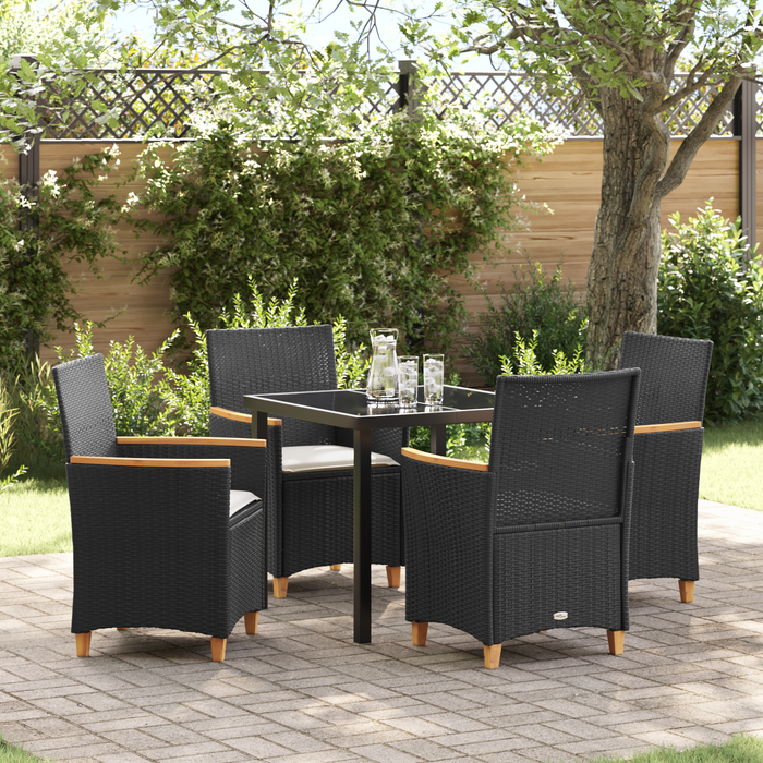 Set de Dining Grădină cu Perne 5 Piese Negru Ratan Poly - WALTI WALTI