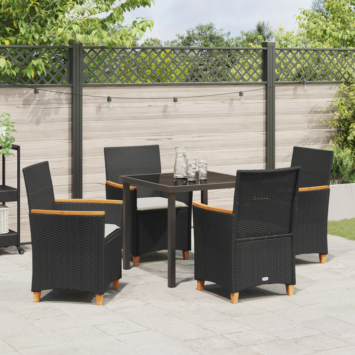 Set de Dining Grădină cu Perne 5 Piese Negru Ratan Poly - WALTI WALTI