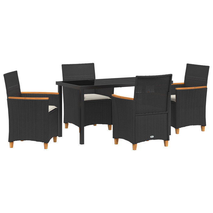 Set de Dining de Grădină cu Perne Negru Ratan Poli - WALTI WALTI