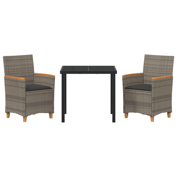 Set de Masă de Grădină de 3 Piese cu Perne Gri din Rattan PE - WALTI WALTI