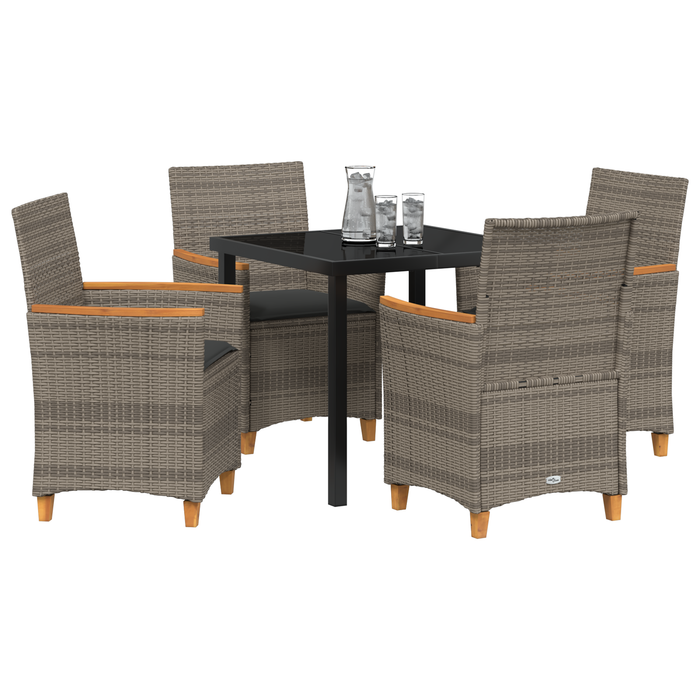 Set de dining de grădină cu 5 piese, cu perne gri din ratan PE - WALTI WALTI