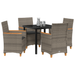Set de dining de grădină cu 5 piese, cu perne gri din ratan PE - WALTI WALTI